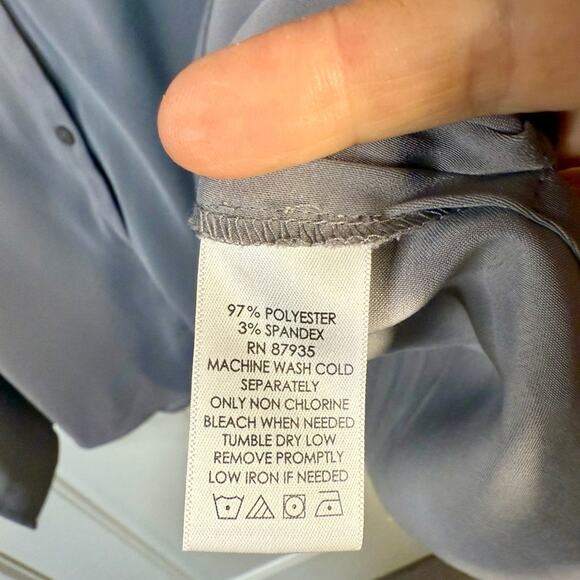 Susan Graver Gray Button Down Shirt - Picture 5 of 9